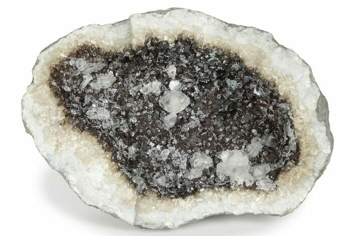 Keokuk Quartz Geode with Calcite Crystals (Half) - Missouri #239045